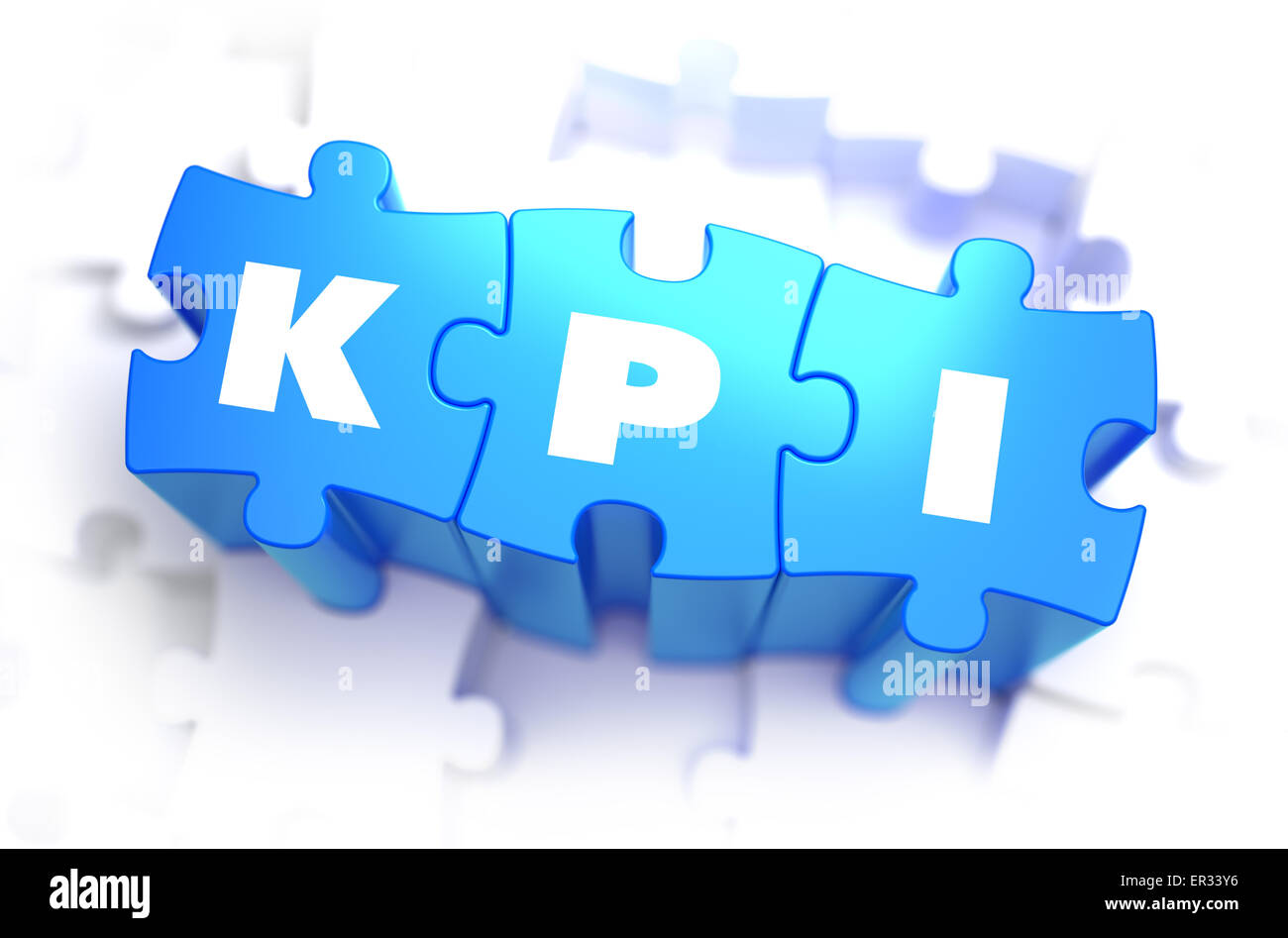 I KPI - Testo su puzzle blu. Foto Stock