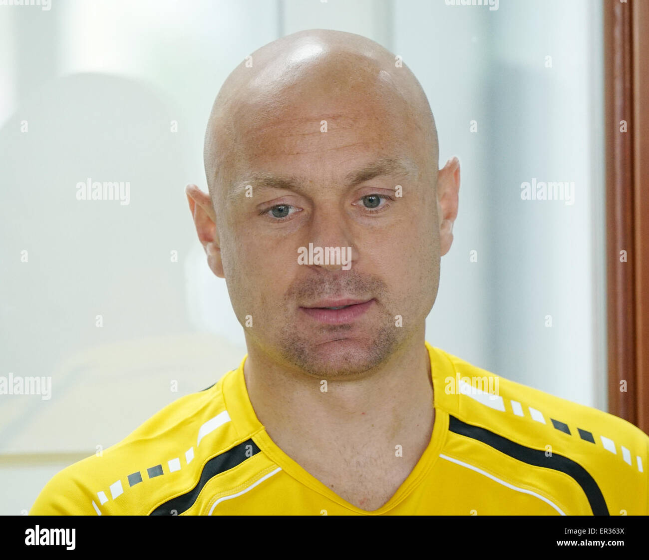 Vogatore ceca David Jirka mostrato durante la conferenza stampa prima della comunità Rowing Championships 2015 polacca di Poznan, a Praga Repubblica Ceca, 26 maggio 2015. (CTK foto/Michal Dolezal) Foto Stock