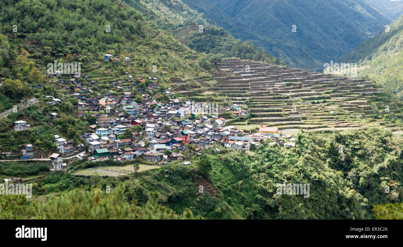 Villaggio di Bayyo e terrazze di riso, Luzon, Filippine Foto Stock