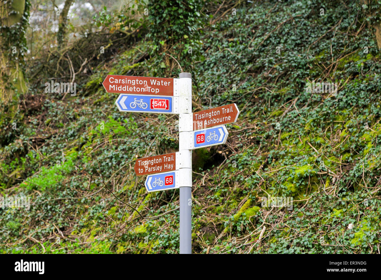 Segni sul Tissington Trail Derbyshire Inghilterra Foto Stock