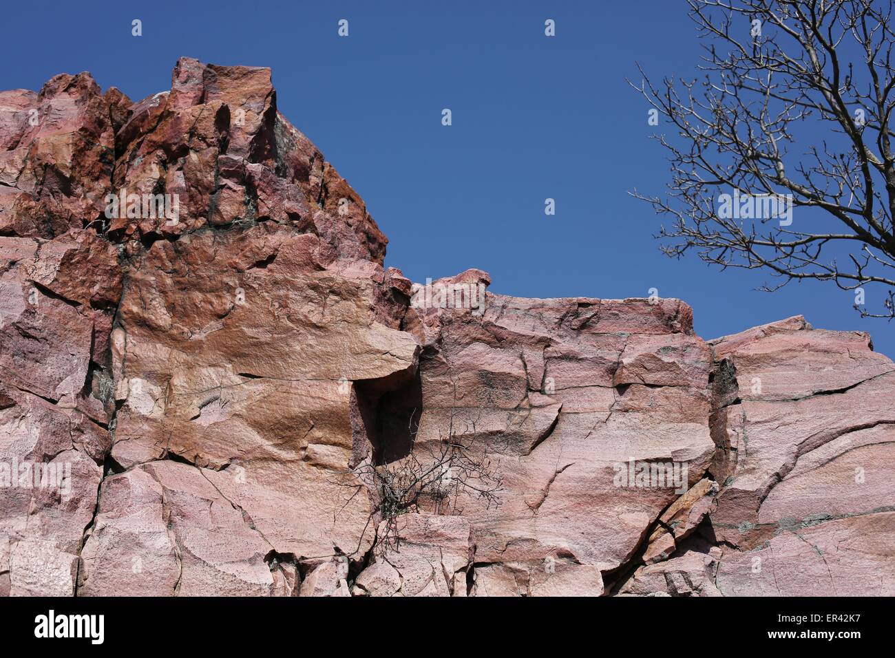 Formazione di roccia a Pipestone National Monument in Pipestone, Minnesota. Foto Stock