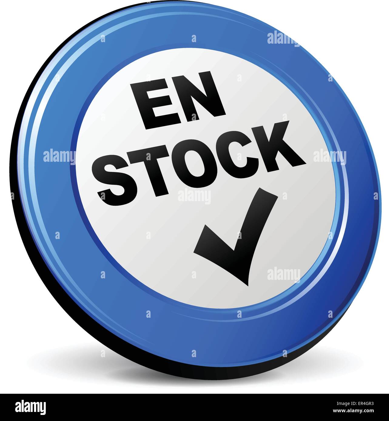 Traduzione in francese per disponibili blu round icona Illustrazione Vettoriale