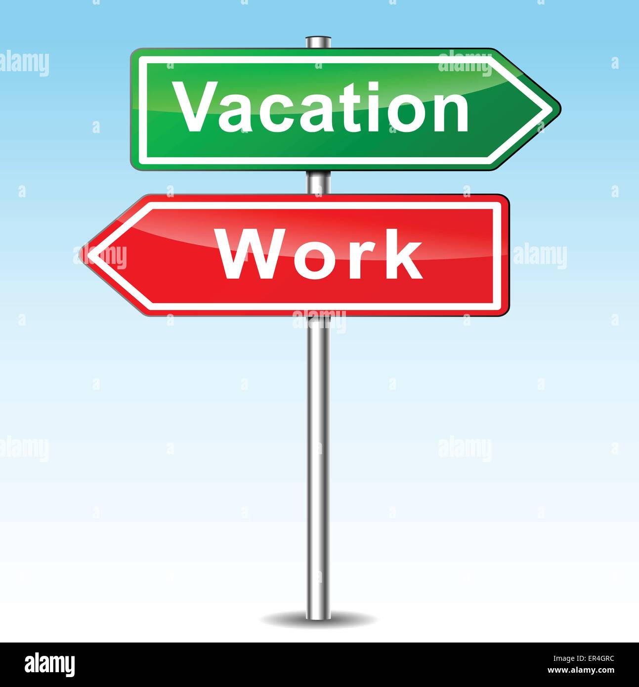 Illustrazione Vettoriale di vacanza e le direzioni di lavoro segno Illustrazione Vettoriale