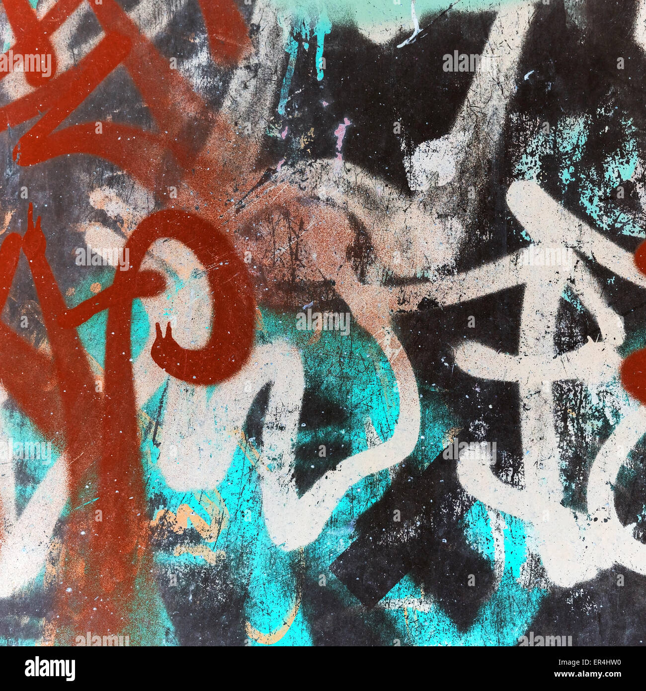 Abstract graffiti scuro frammento quadrato, vintage foto tonale effetti filtro, uno stile rétro Foto Stock