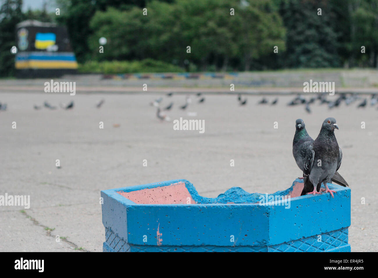 Kiev, Ucraina. 27 Maggio, 2015. La zona dove un tempo sorgeva una statua di Lenin © Nazar Furyk/ZUMA filo/ZUMAPRESS.com/Alamy Live News Foto Stock