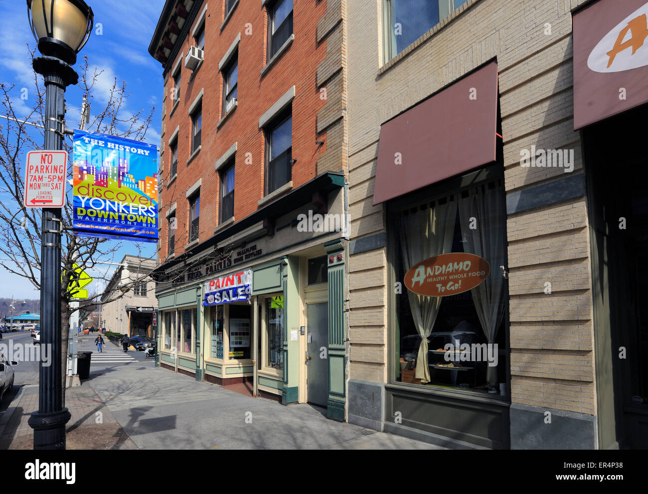 Main St. waterfront district Yonkers New York Foto Stock