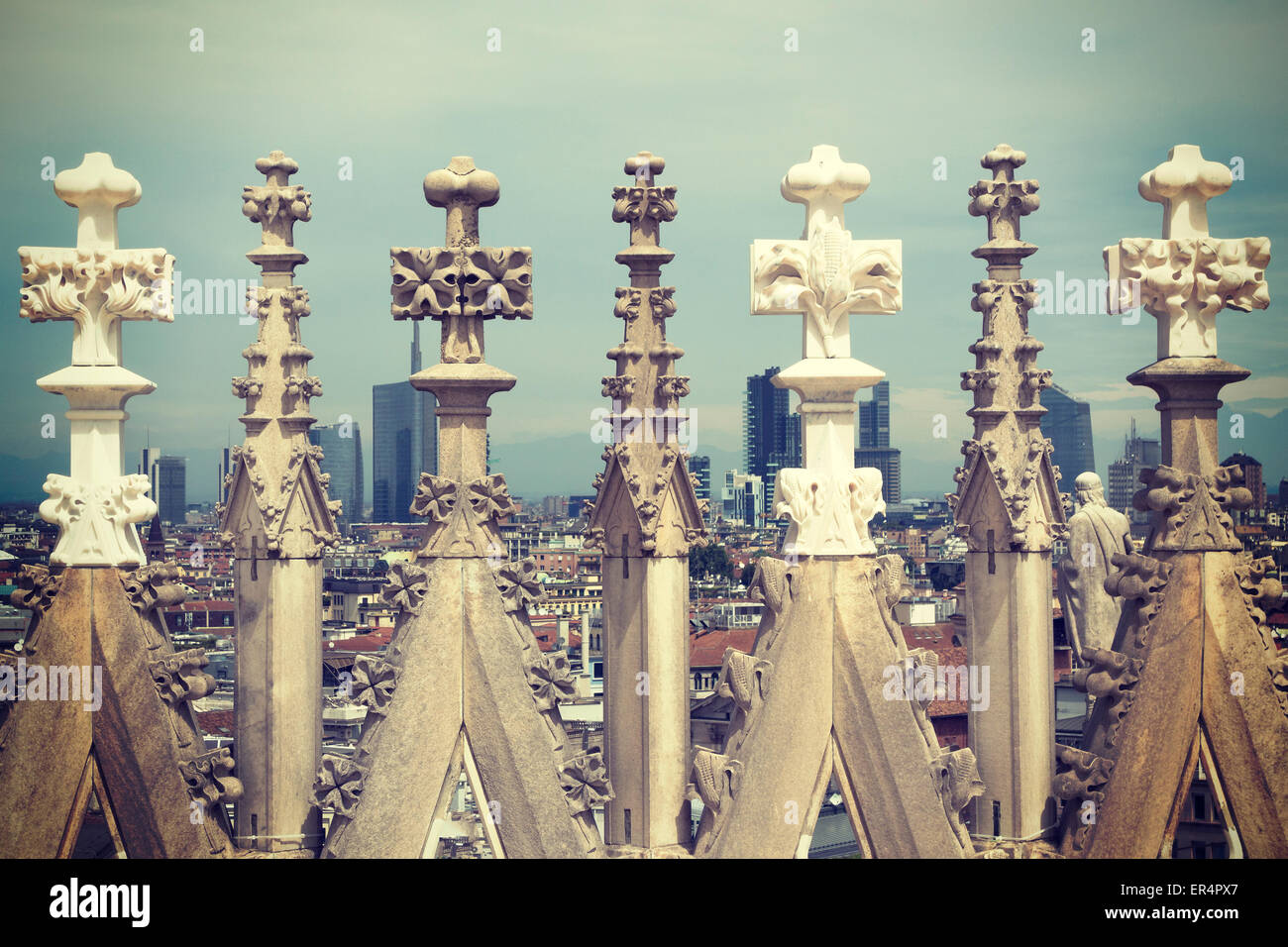 Retrò tonica dettagli del Duomo di Milano. Foto Stock