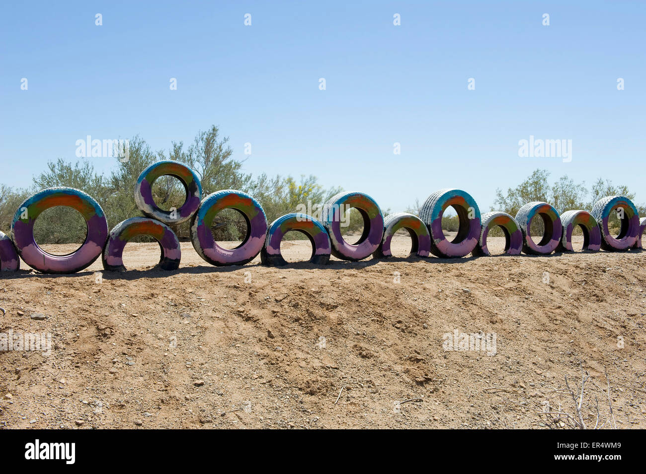 Arte Scultura, Oriente Gesù, Lastra Città, Niland, California, Stati Uniti d'America. Foto Stock