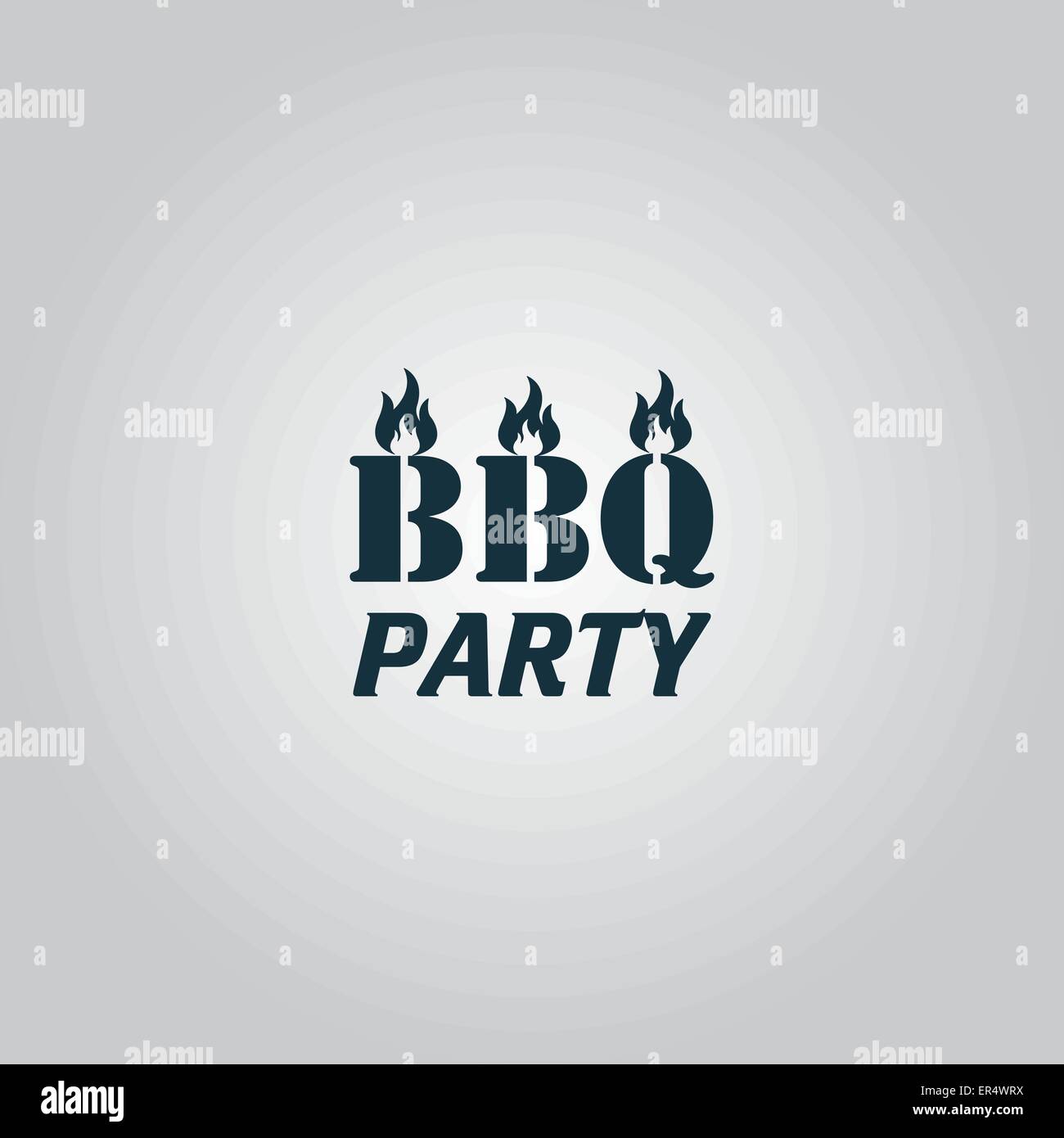 Flaming BBQ parola partito elemento di design. Illustrazione Vettoriale