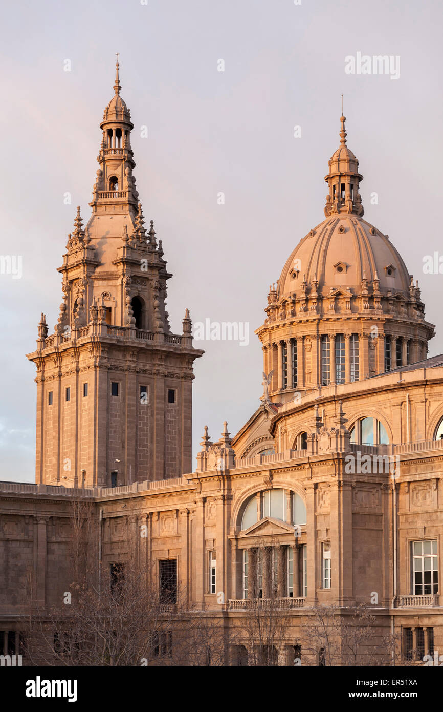 Barcellona.Palau Nacional o MNAC, a Montjuic. Foto Stock