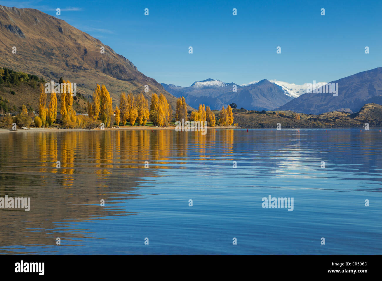 Una vista sul lago Wanaka e Mt. Aspiranti Parco Nazionale Foto Stock
