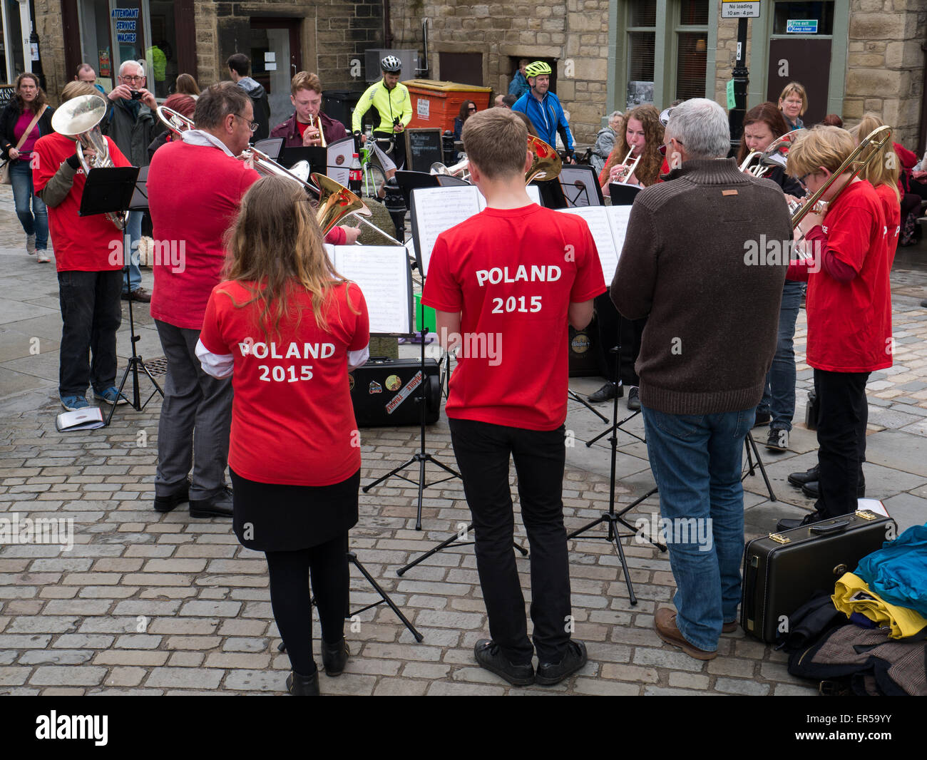 Junior brass band a Hebden Bridge, West Yorkshire Foto Stock