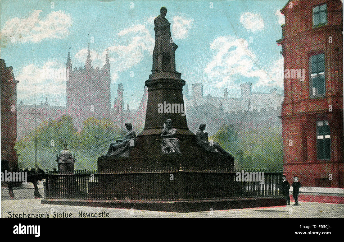 George Stephenson Monument, Newcastle upon Tyne Foto Stock