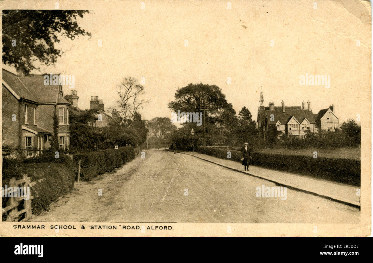 Scuola di grammatica e Station Road, Alford, Lincolnshire Foto Stock