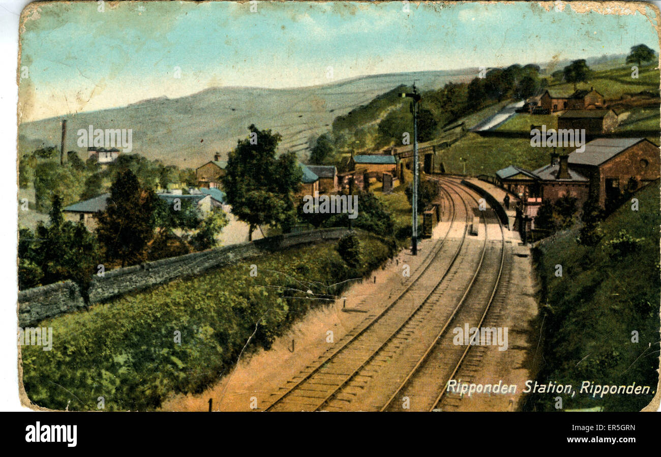 Stazione ferroviaria, Ripponden, Yorkshire Foto Stock