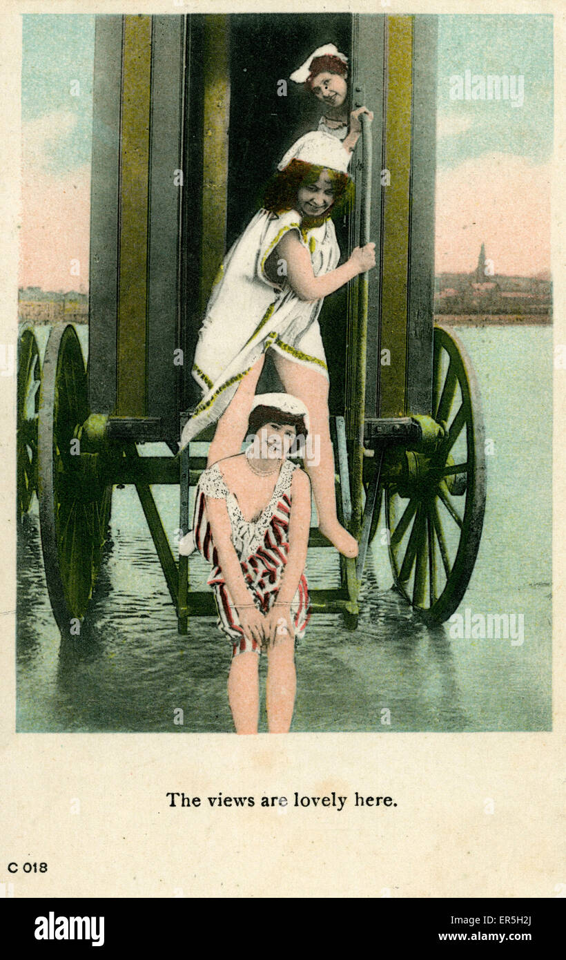 Macchina di balneazione, Bournemouth Dorset, Inghilterra. 1910s Foto Stock