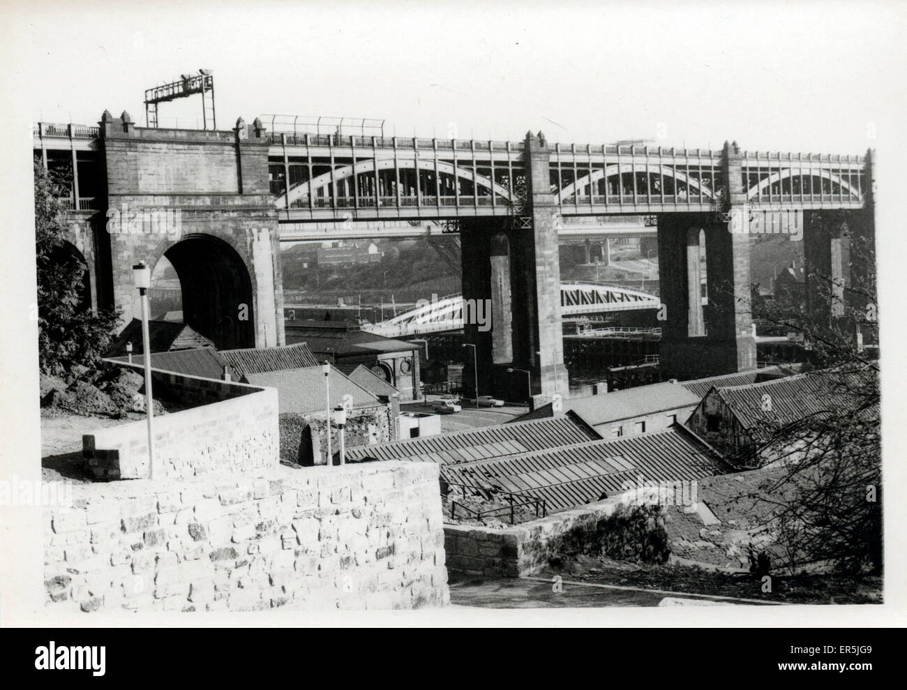 Livello alto ponte, Newcastle-Upon-Tyne, Northumberland, Inghilterra. 1960s Foto Stock