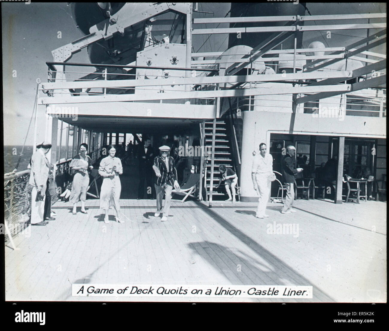 Unione camicia Castello Deck, . Mostra un gioco del deck quoits 1927 Foto Stock