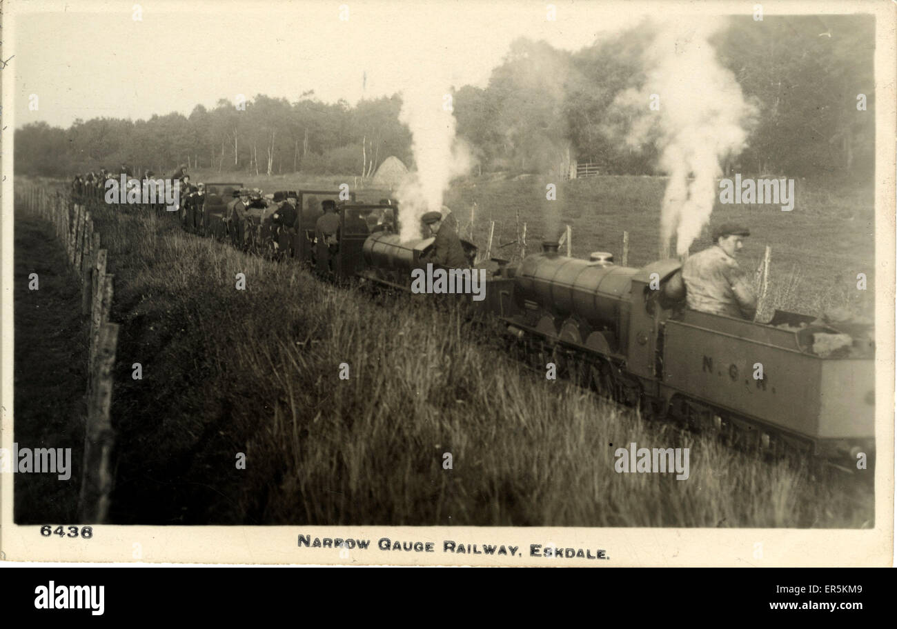 Ferrovia a scartamento ridotto, Eskdale, Holmbrook, Inghilterra Foto Stock