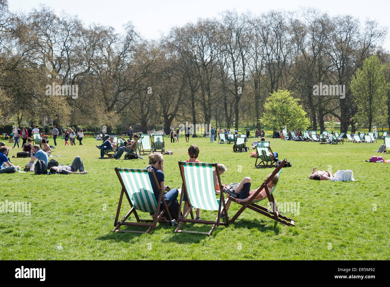 The Green Park in primavera, City of Westminster, Greater London, Inghilterra, Regno Unito Foto Stock