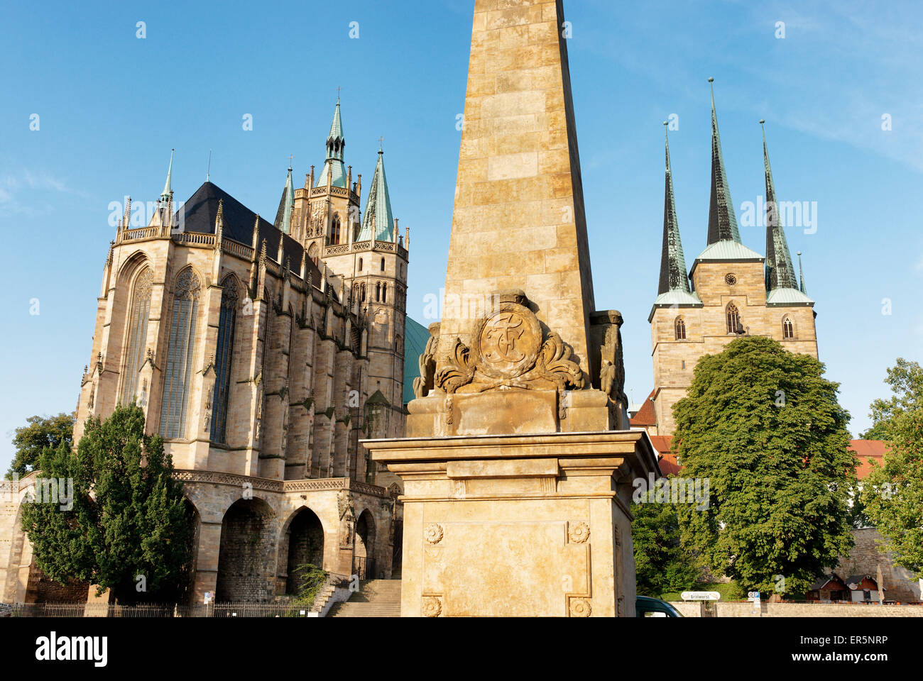 Cattedrale di Erfurt e severi Chiesa, Domplatz, Erfurt, Turingia, Germania Foto Stock