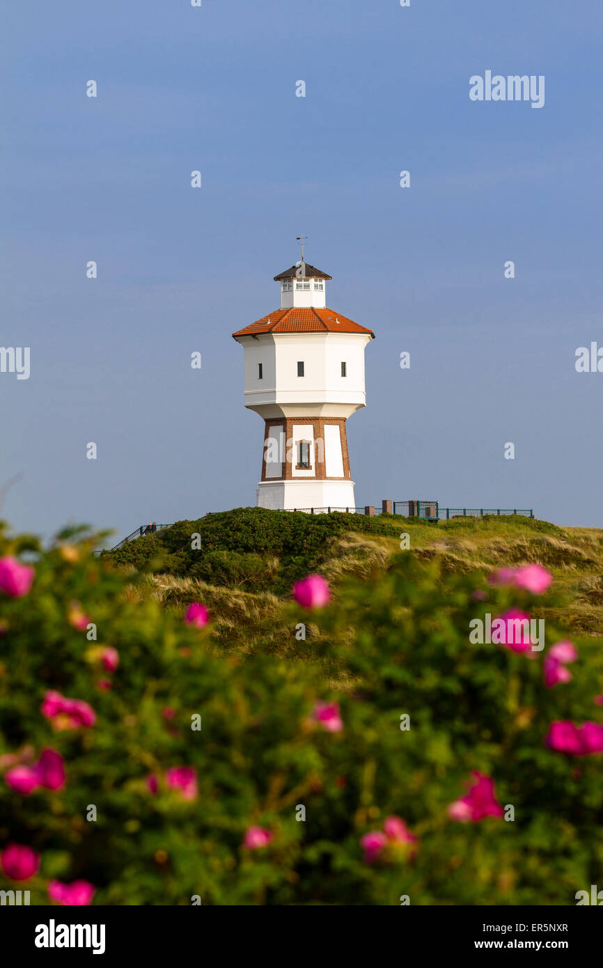 Water Tower, un punto di riferimento, Langeoog isola, mare del Nord est delle Isole Frisone, Frisia orientale, Bassa Sassonia, Germania, Europa Foto Stock