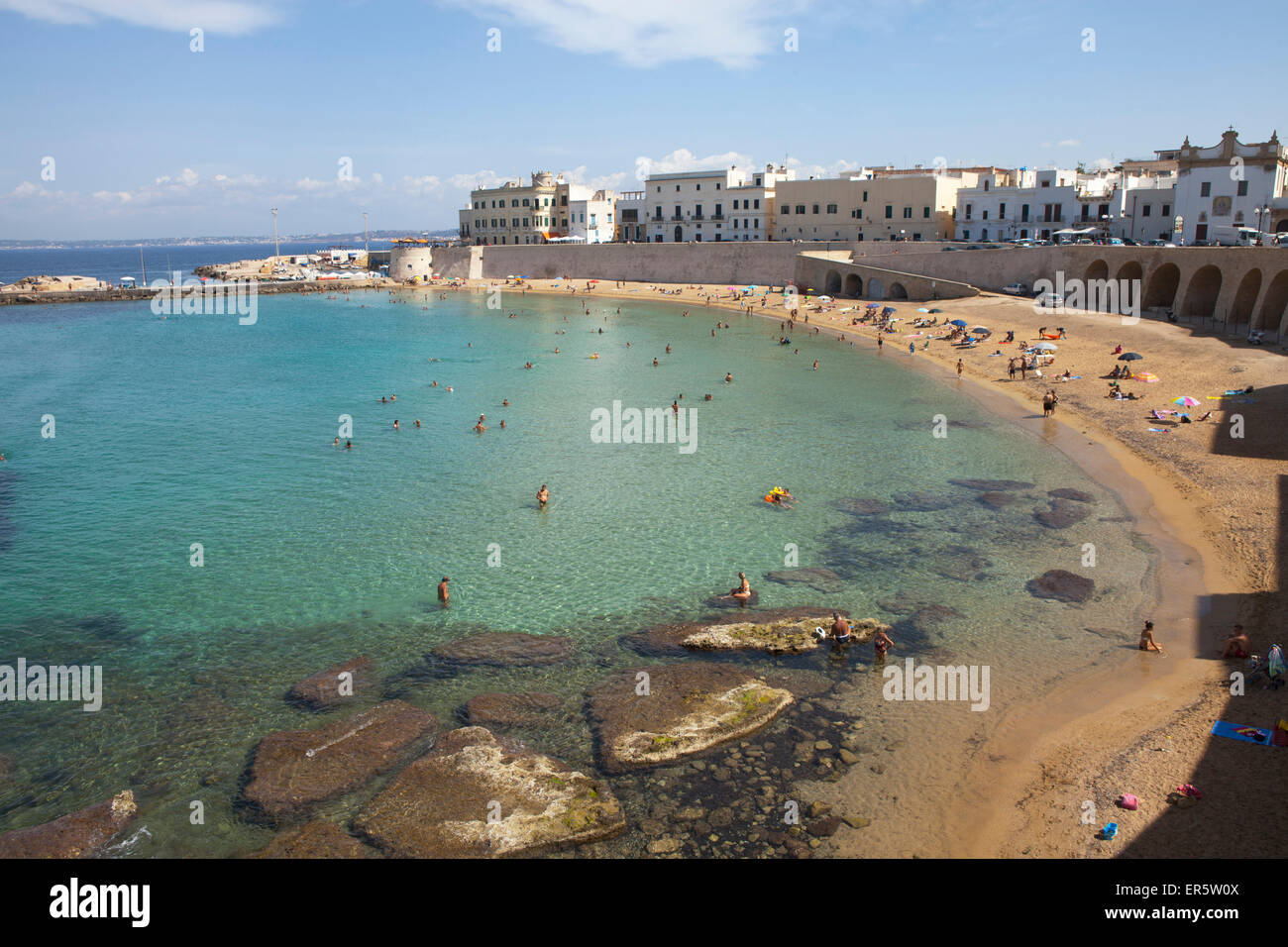 Spiaggia di Gallipoli, provincia di Lecce, Puglia, Golfo di Taranto, Italia, Europa Foto Stock