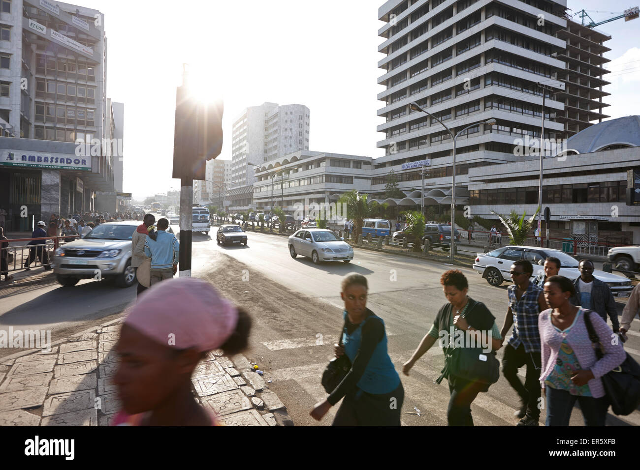 Scenario di strada, Addis Abeba, Etiopia Foto Stock