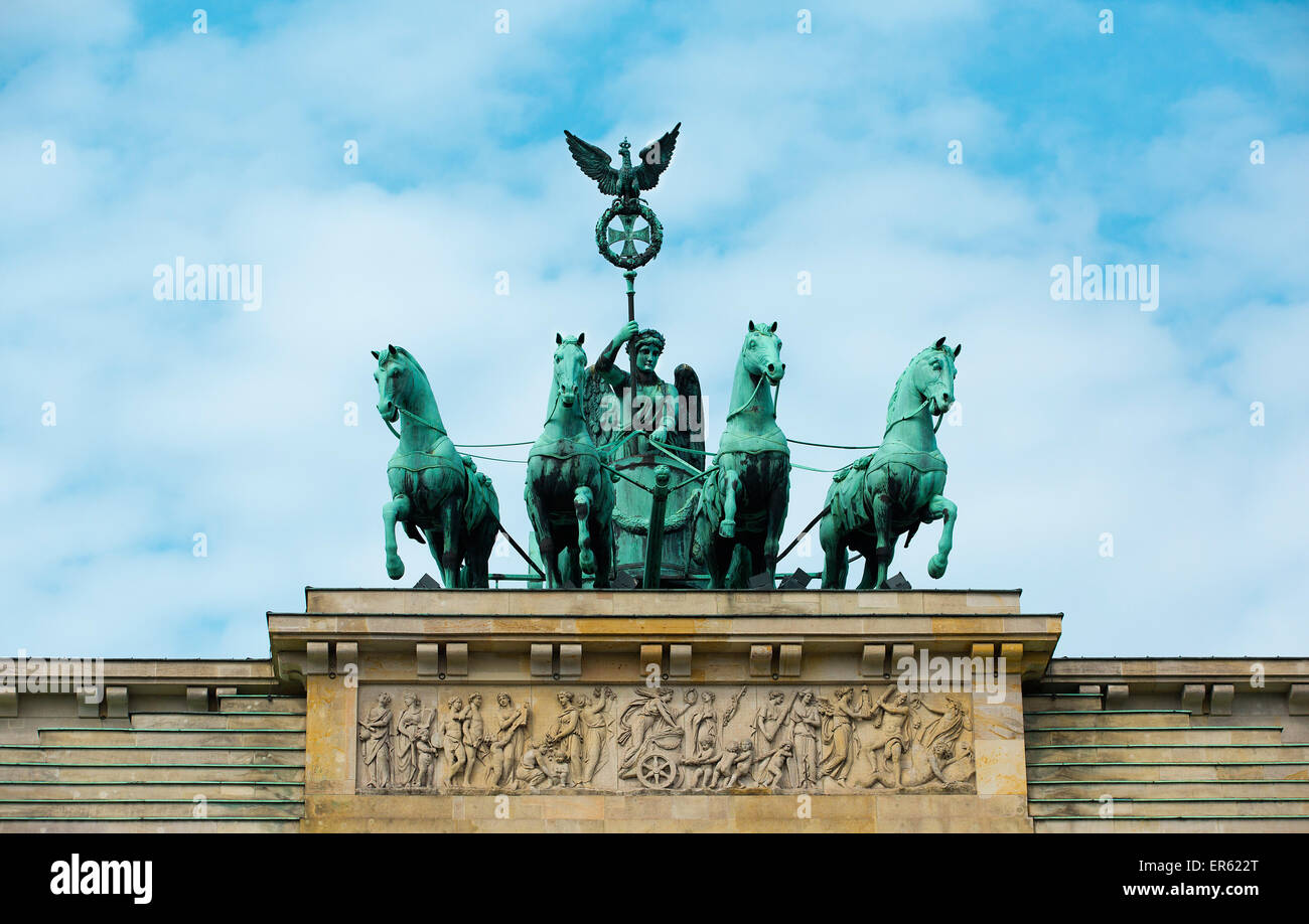 Quadriga sulla Porta di Brandeburgo, Berlino, Germania Foto Stock