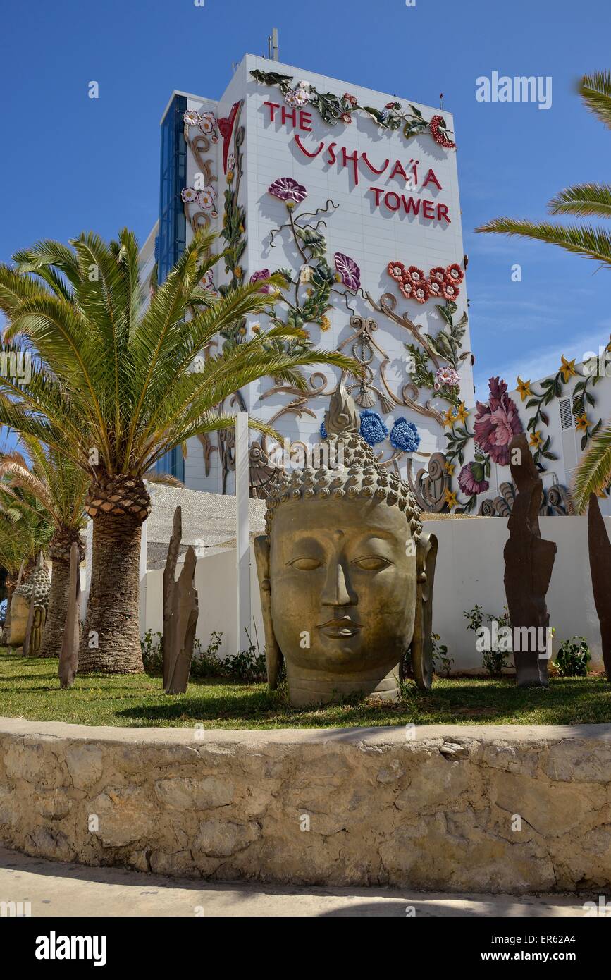 Ushuaia Torre di Ushuaia Beach Club, Playa d'en Bossa, Ibiza, Isole Baleari, Spagna Foto Stock
