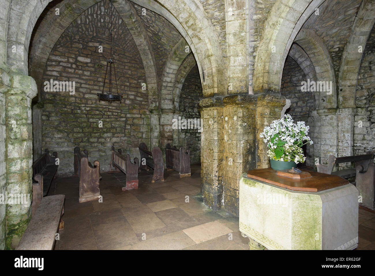 Interno di 800 anni di San Aldhelm della cappella di Worth Matravers, Dorset Foto Stock