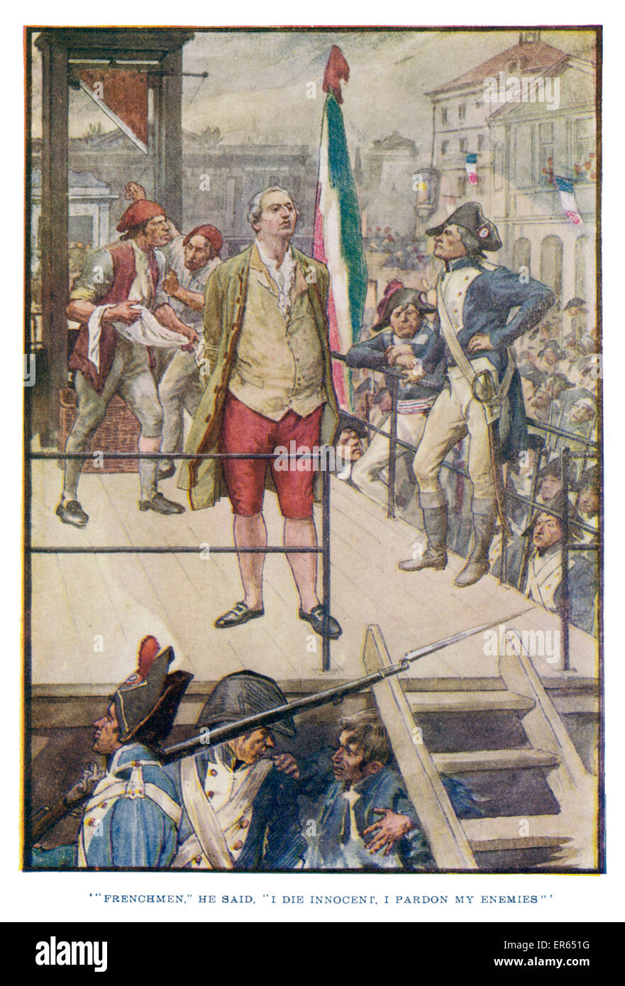 Esecuzione di Louis XVI francesi, ha detto, io muoio innocente, Io perdono i miei nemici 21 Gennaio 1793 Foto Stock