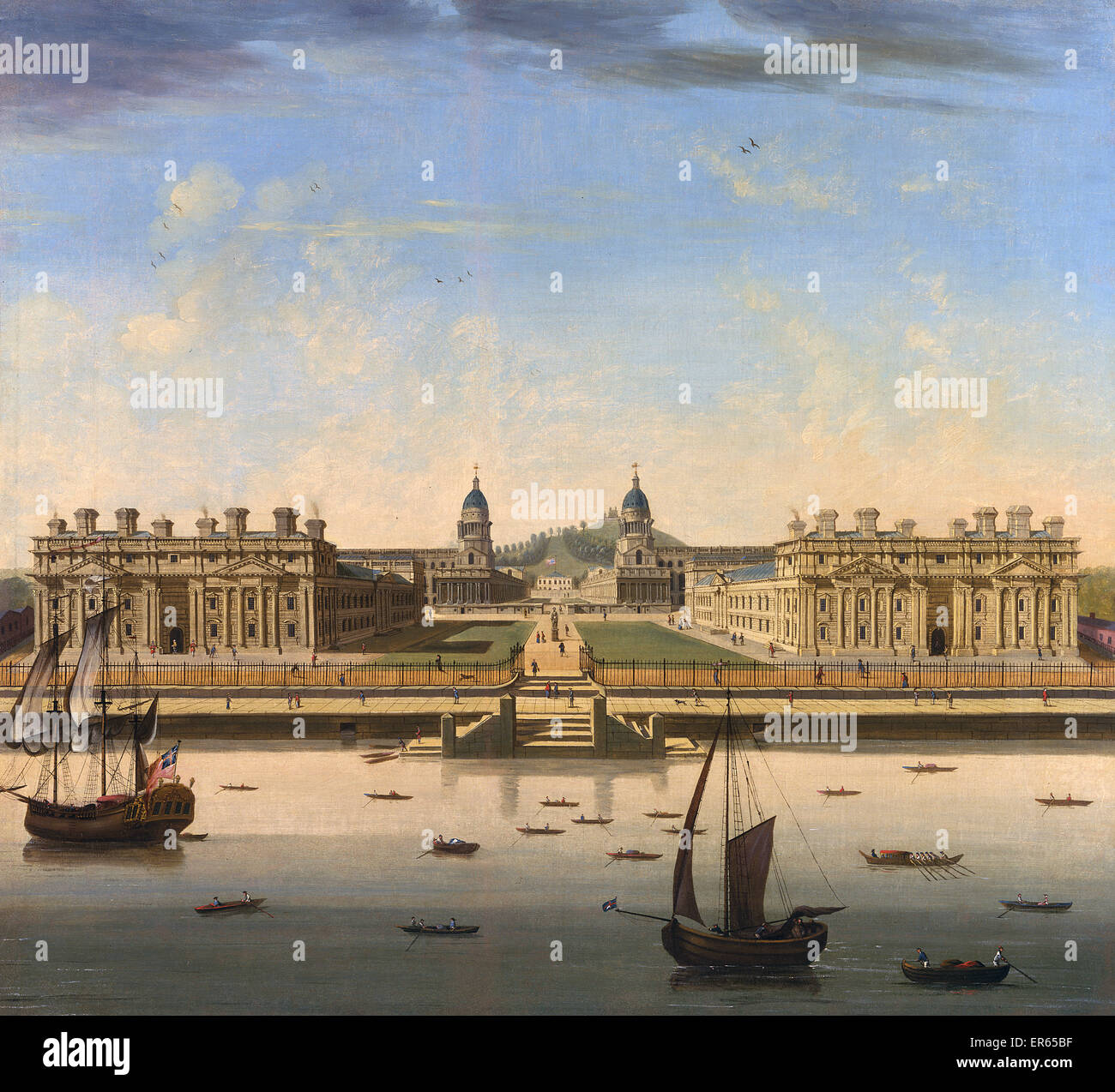 Una vista di Greenwich Hospital, da Giovanni Paolo II (1804-1887), dipinta in un edificio del XVIII secolo di stile. circa 1850 Foto Stock
