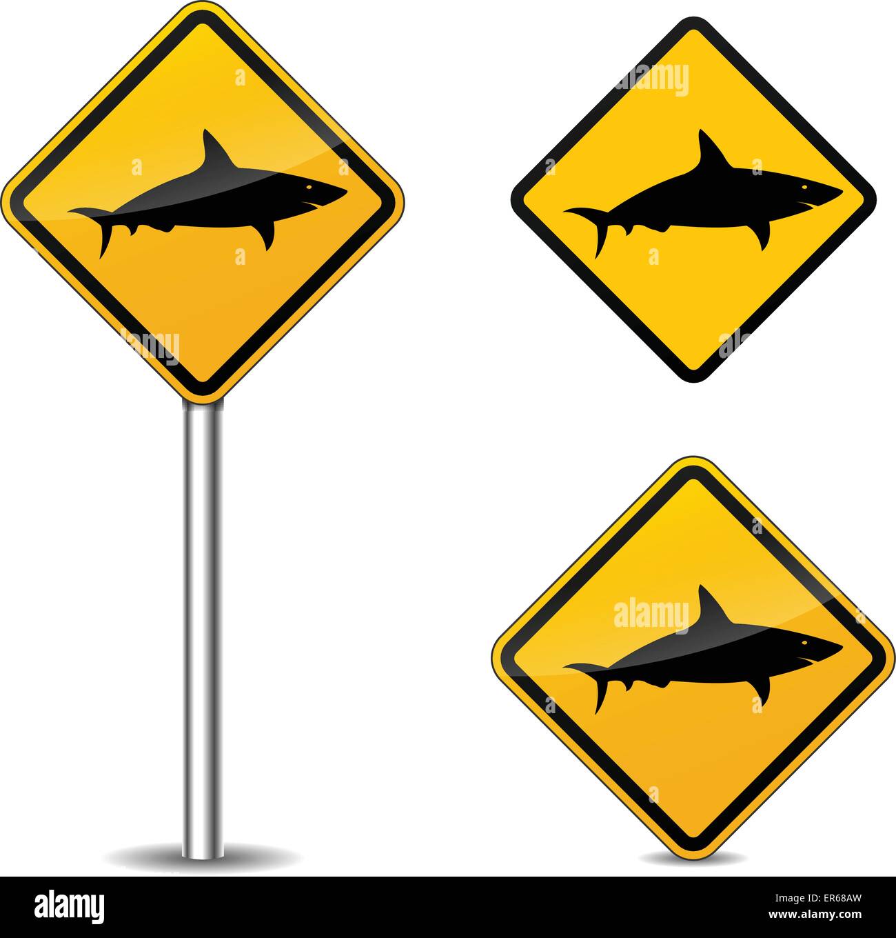 Illustrazione Vettoriale di squalo di avviso segni su sfondo bianco Illustrazione Vettoriale