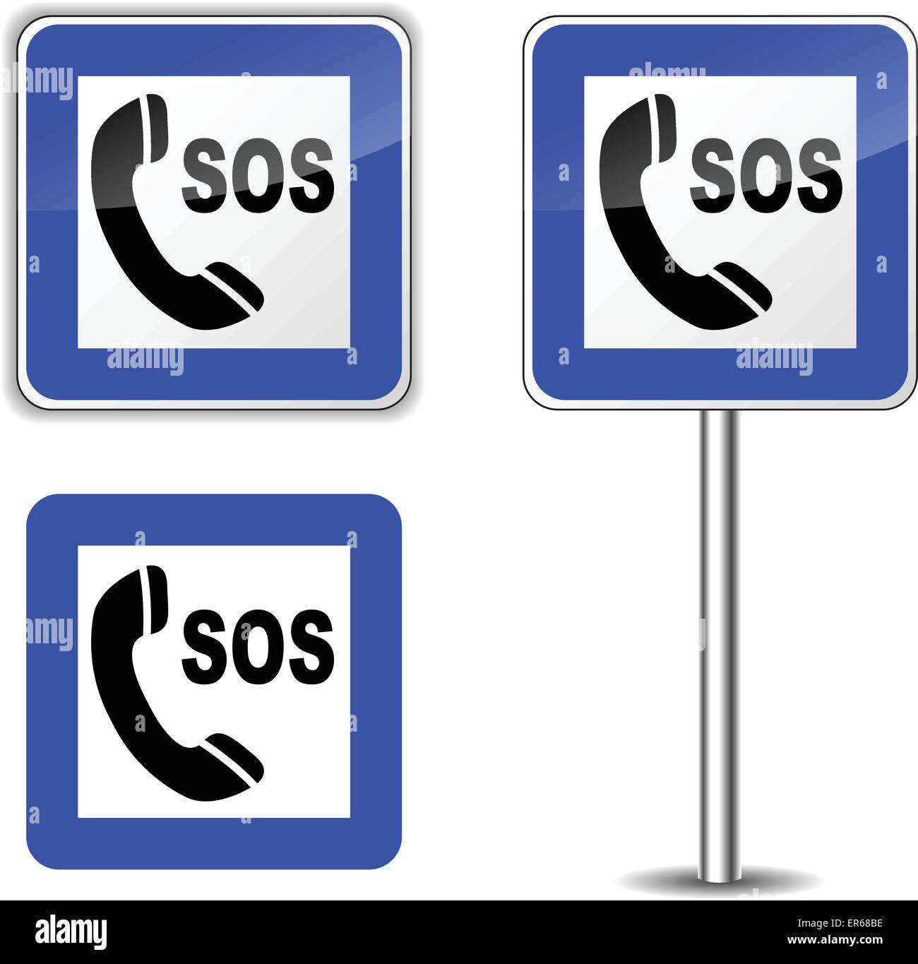 Illustrazione Vettoriale di sos segno telefono su sfondo bianco Illustrazione Vettoriale