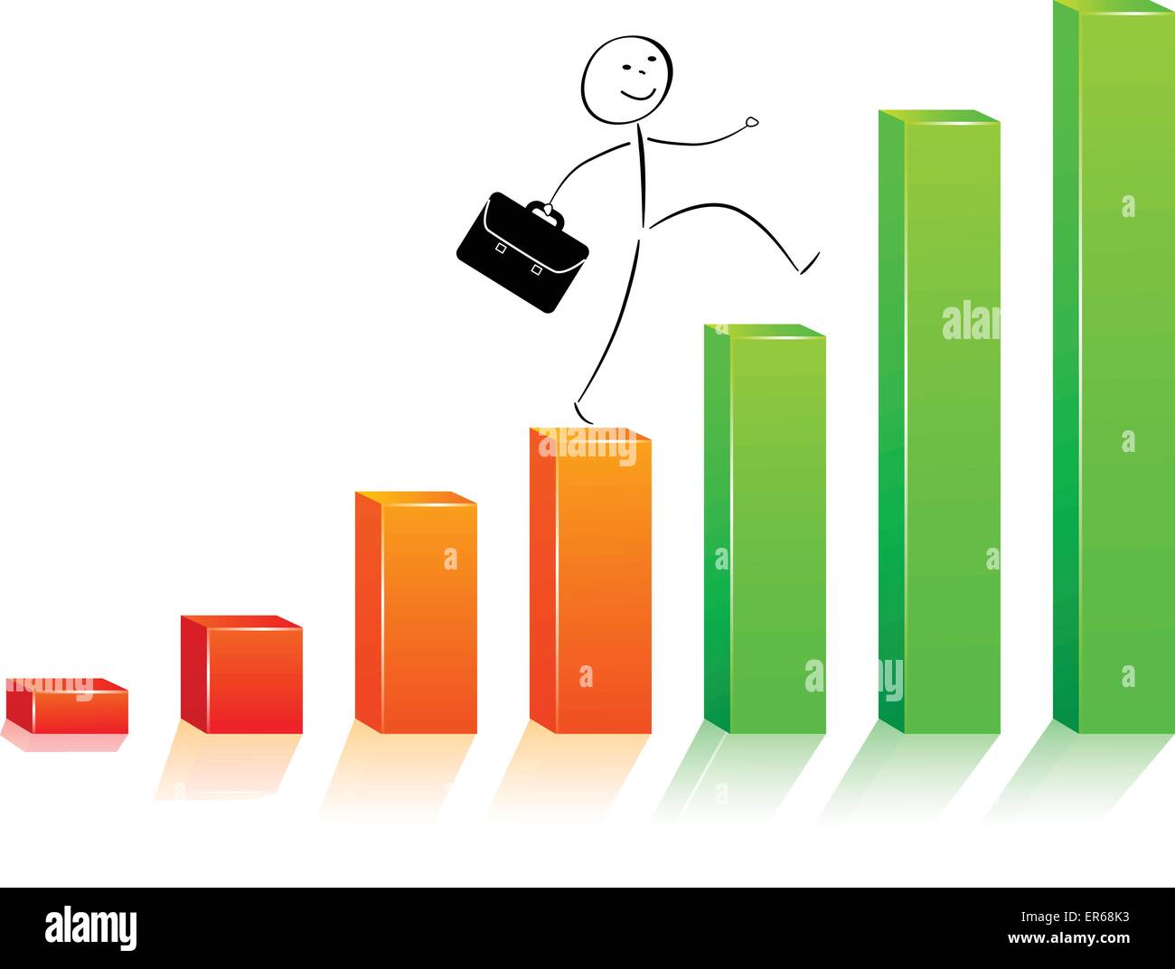 Illustrazione Vettoriale della tabella finanziaria successo con happy businessman Illustrazione Vettoriale