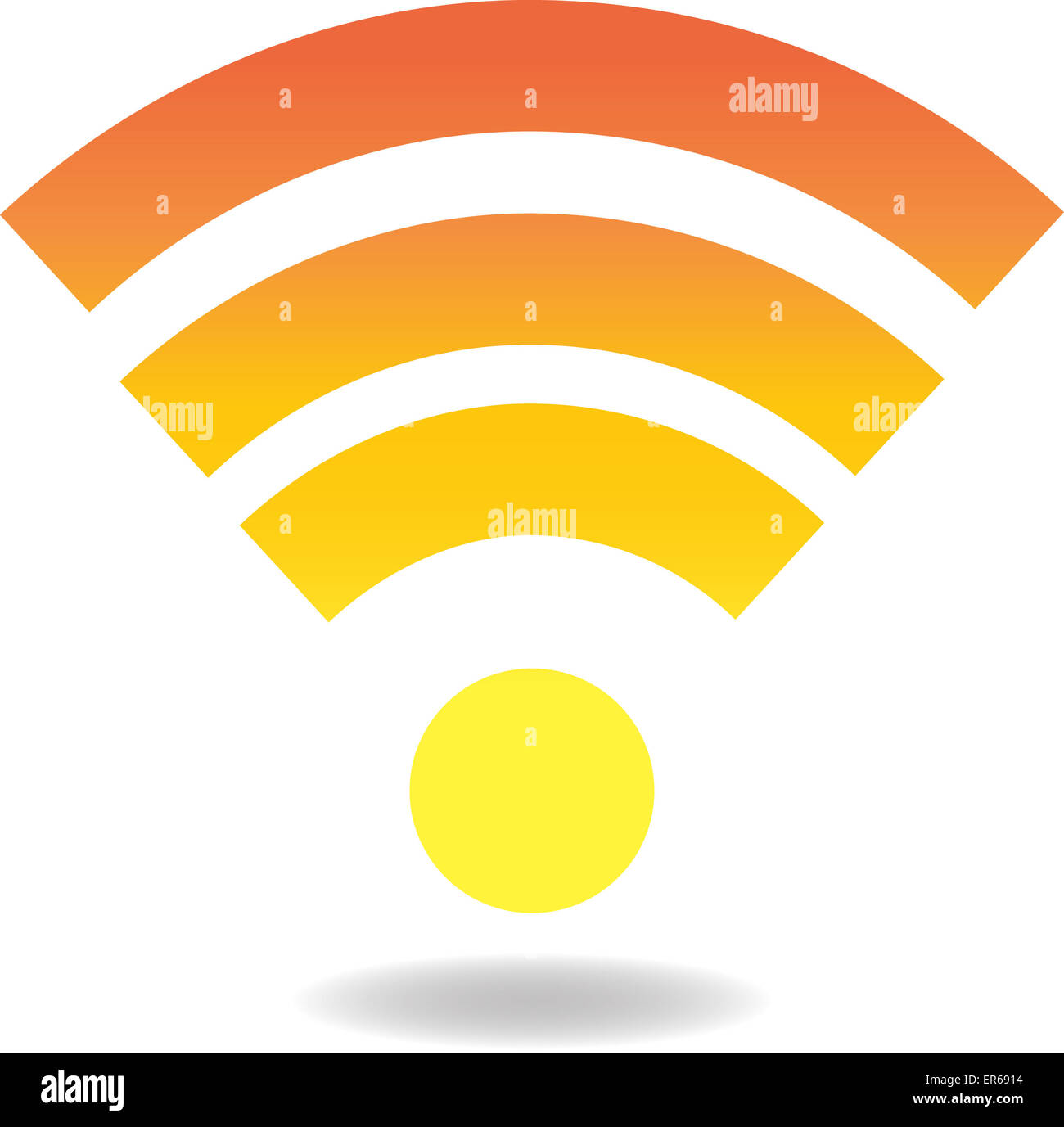 Accesso Wi-fi arancio-giallo osolated su bianco. Illustrazione Vettoriale Foto Stock