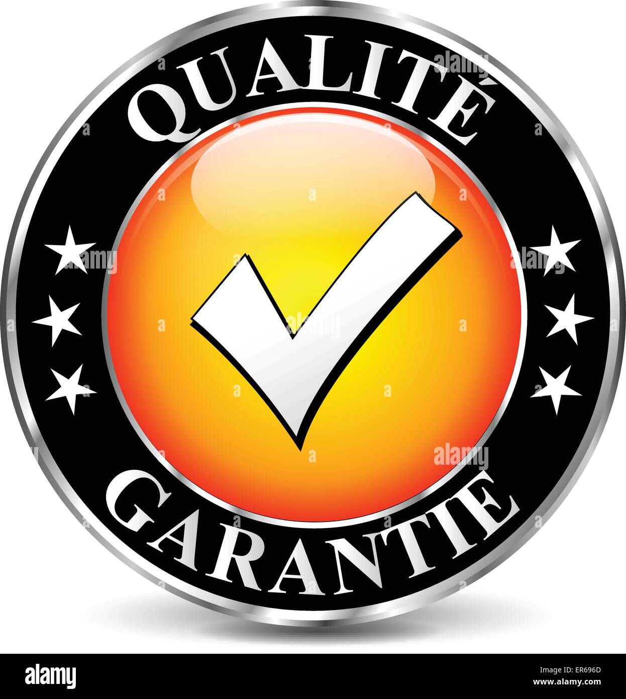 Traduzione in francese per la qualità di colore arancione e nero icona rotonda Illustrazione Vettoriale
