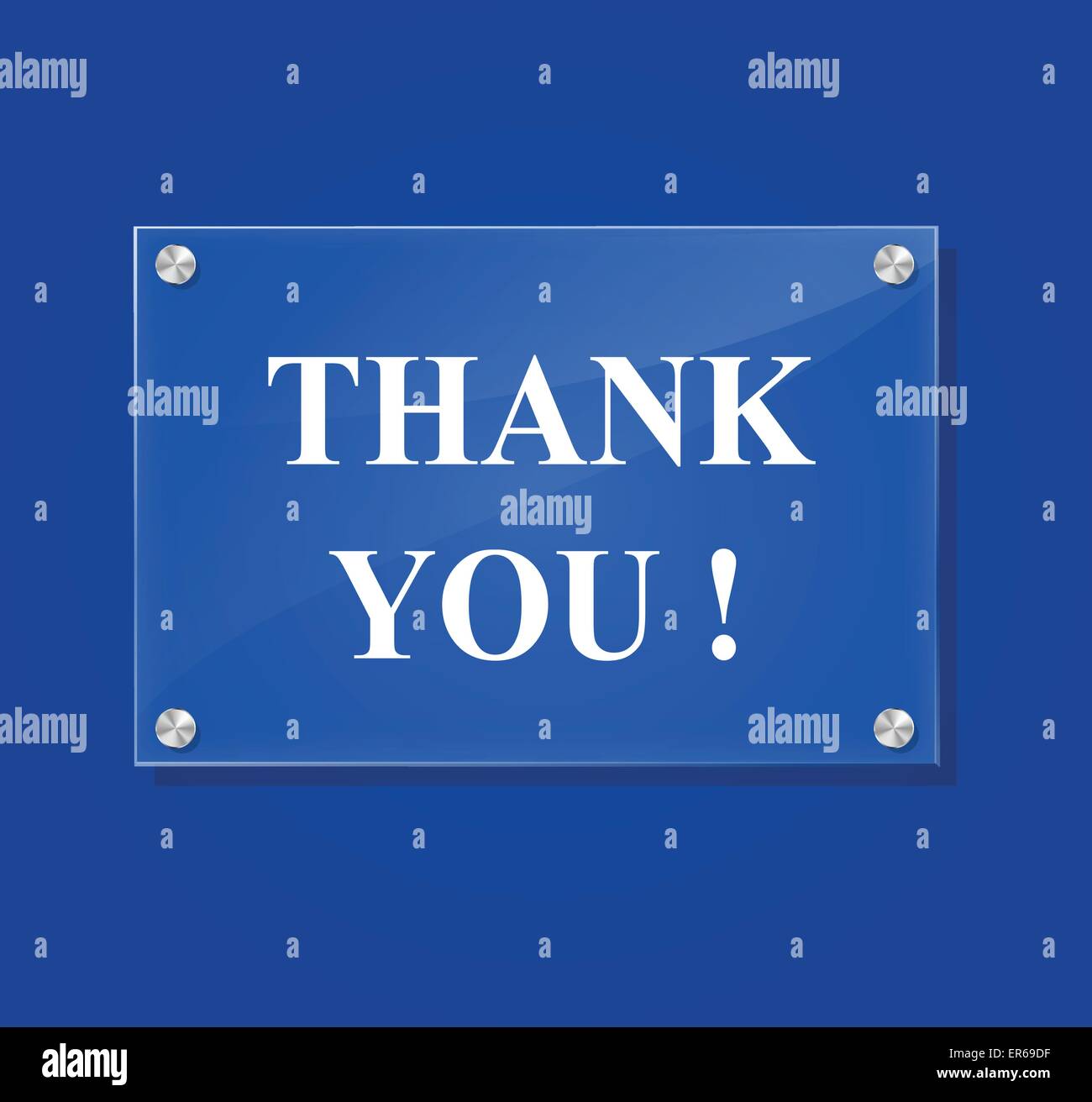 Illustrazione Vettoriale di trasparente grazie segno su sfondo blu Illustrazione Vettoriale