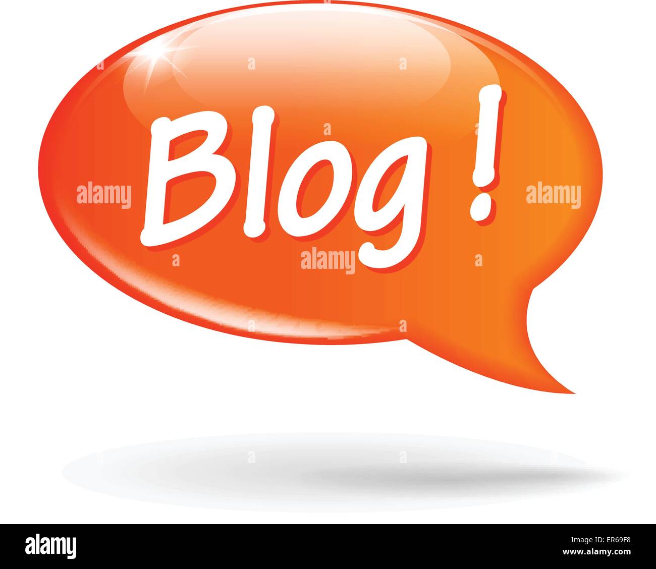 Illustrazione Vettoriale di blog di orange discorso bolla su sfondo bianco Illustrazione Vettoriale