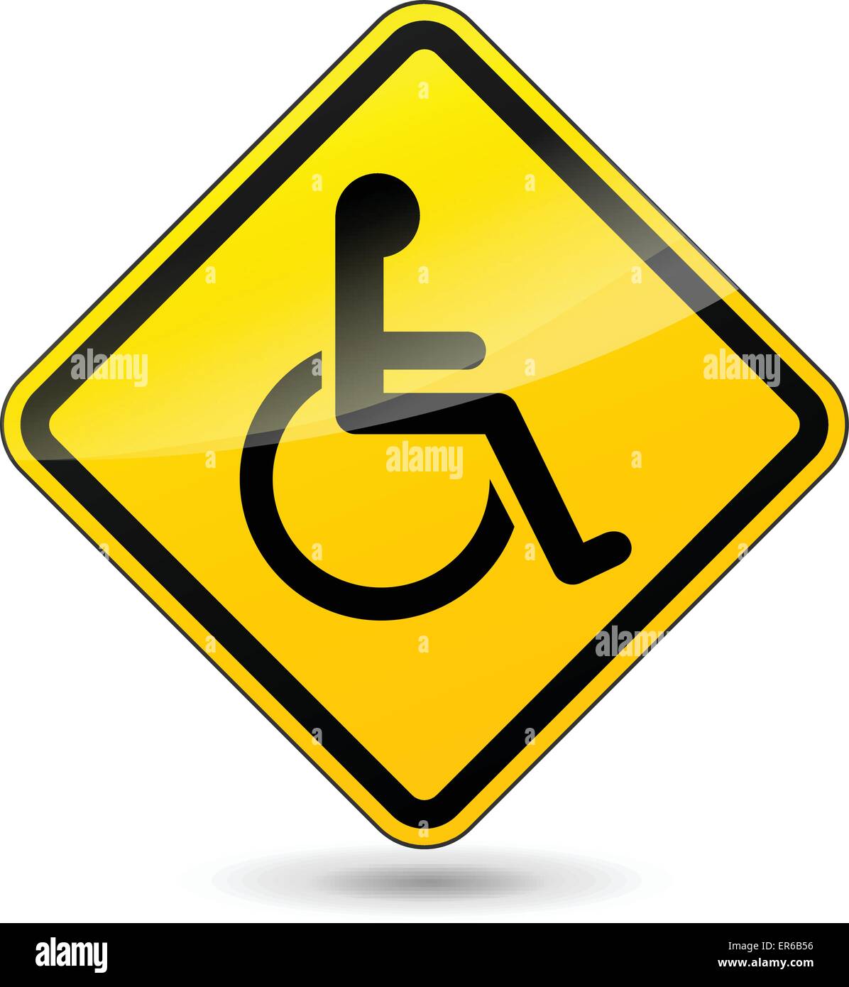 Illustrazione Vettoriale di disabili segno giallo su sfondo bianco Illustrazione Vettoriale