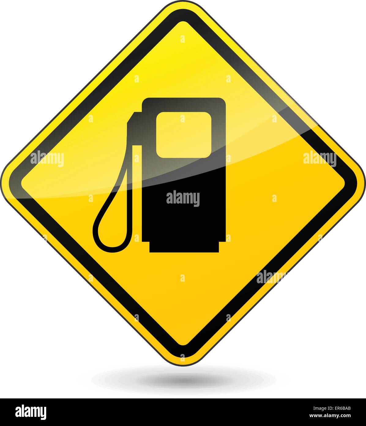 Illustrazione Vettoriale di gas olio cartello giallo su sfondo bianco Illustrazione Vettoriale