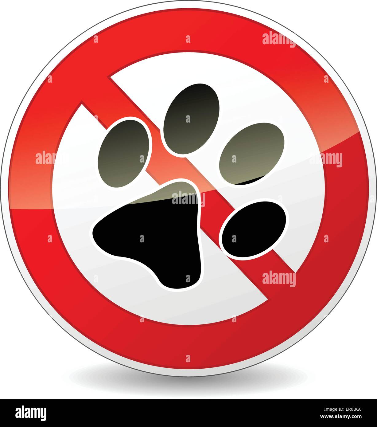 Illustrazione Vettoriale di no animali domestici segno bianco e rosso Illustrazione Vettoriale