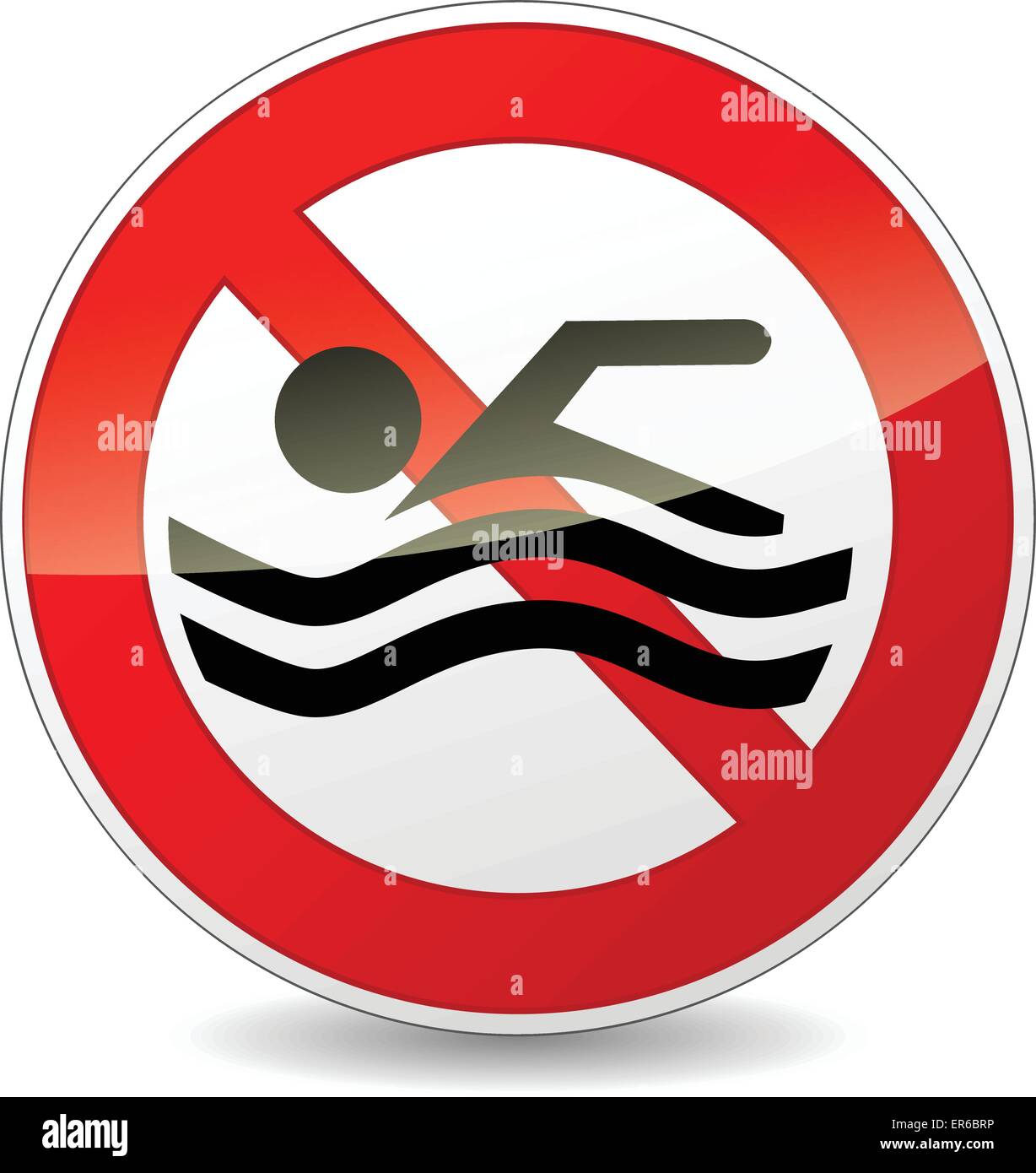 Illustrazione Vettoriale di nuoto nessun segno bianco e rosso Illustrazione Vettoriale