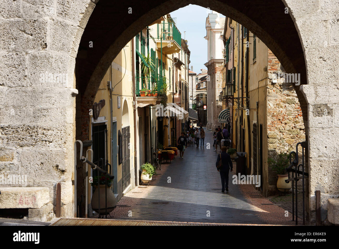 Storica città medievale di Noli, Liguria, Golfo di Ponente. Italia Foto Stock