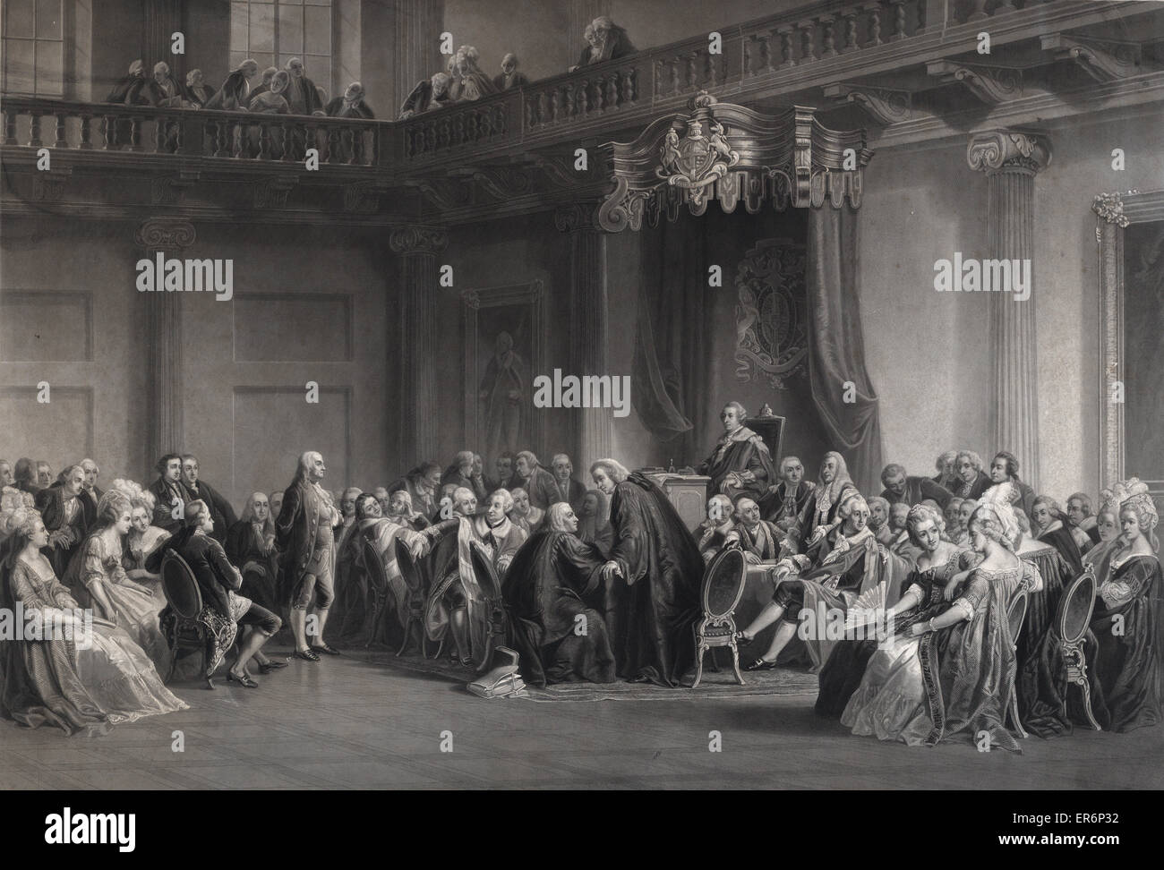 Benjamin Franklin davanti al Consiglio dei Signori Foto Stock