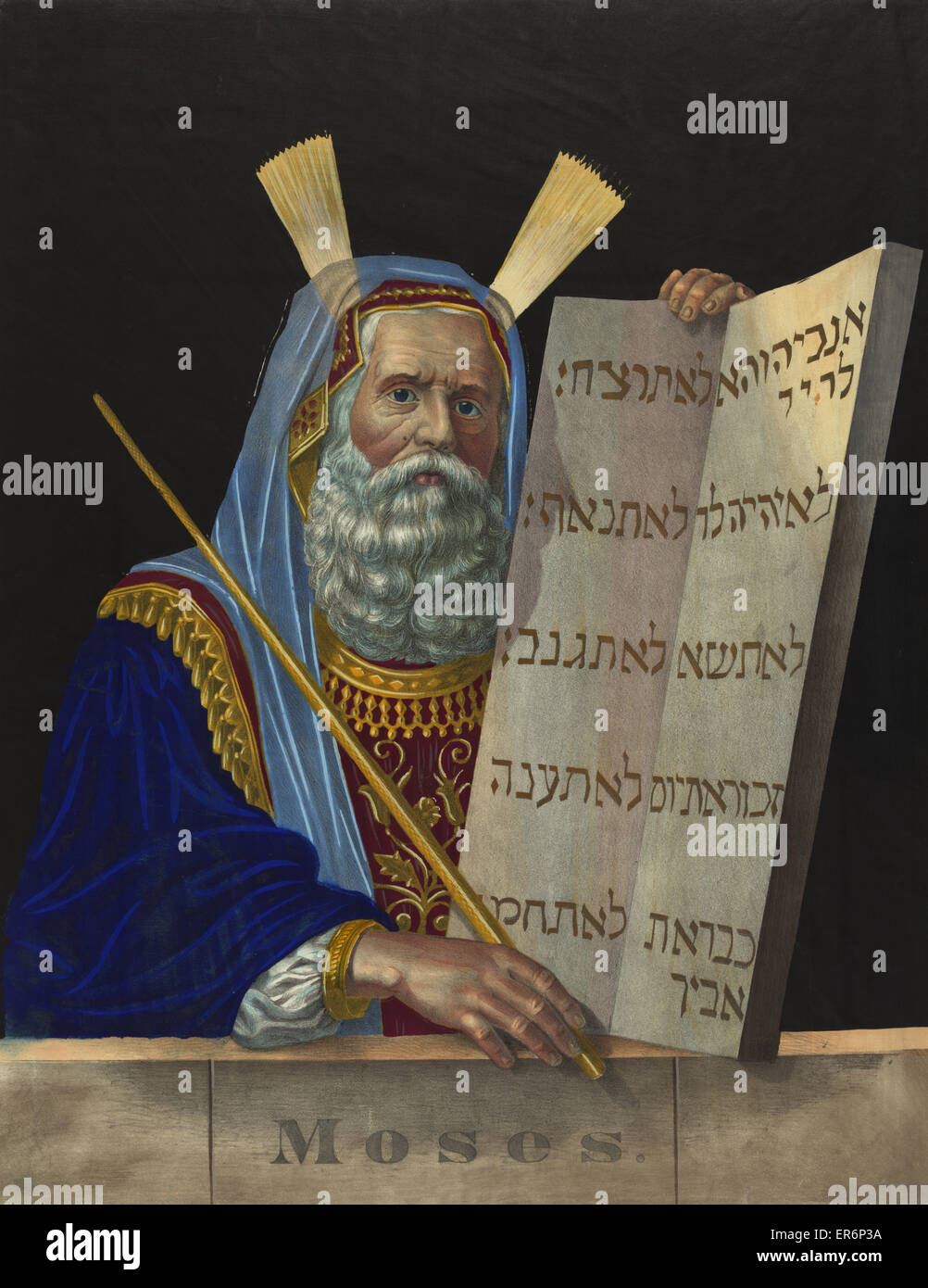 Mosè e i dieci comandamenti Foto Stock