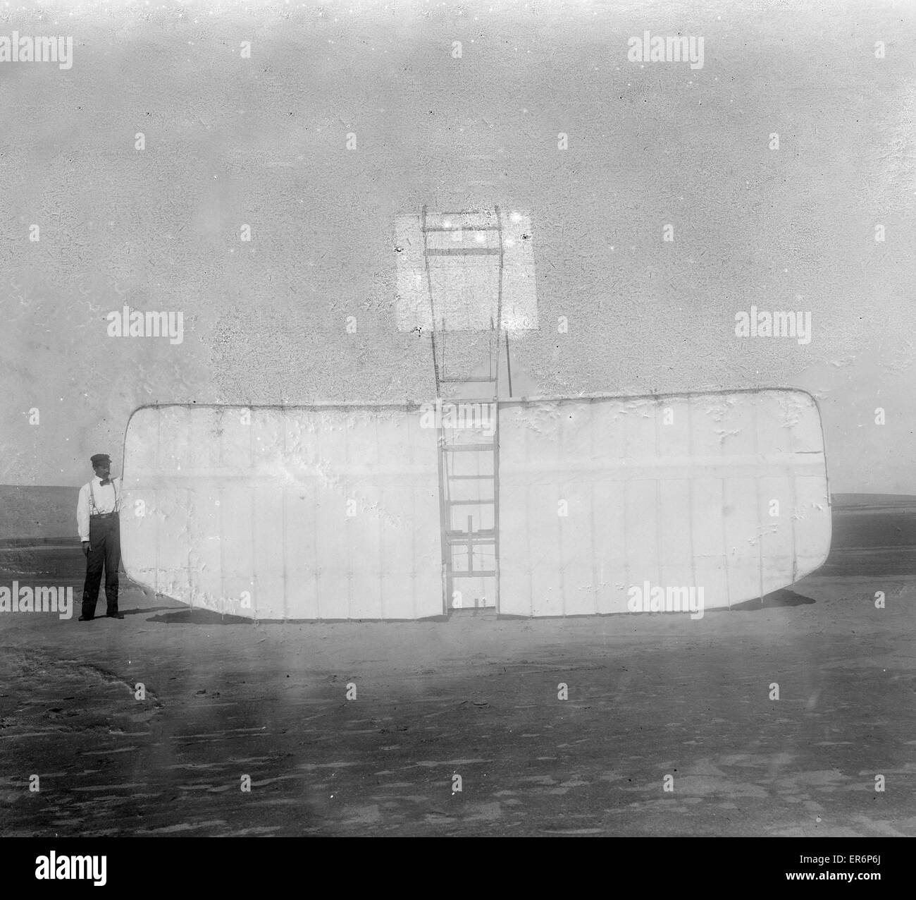 Orville Wright e aliante, Kitty Hawk Foto Stock