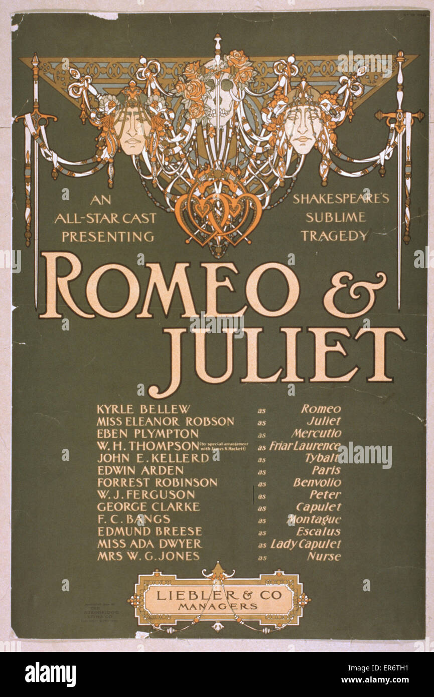 Un all-star cast presentando Shakepeare's sublime tragedia, Romeo &AMP; Giulietta. Data c1903. Foto Stock
