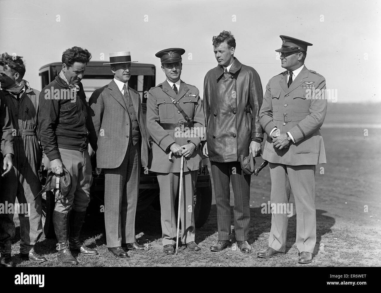 Orville Wright, il maggiore John F. Curry e il colonnello Charles Lin Foto Stock